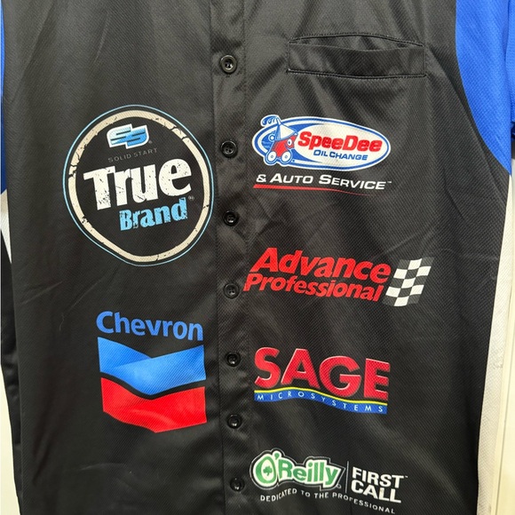 Mechanic Jersey Style Button Down Shirt Men’s L MINTY Mobil 1 Oil NASCAR - Picture 3 of 6